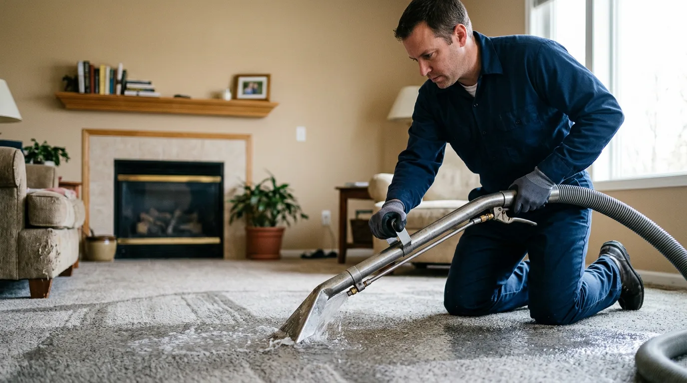 Water damage restoration technician working near Downs, KS